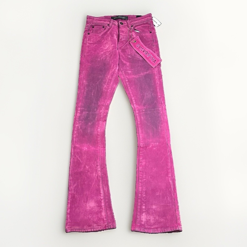 Valabasas Pink Distressed Slim Bootcut Stretch Denim Jeans Mens 29 Stacked NWT